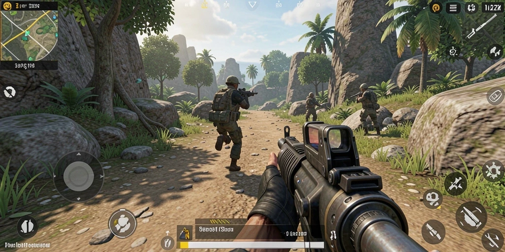 Screenshot utama 33ZK menampilkan aksi pertempuran seru dalam game TPS.
