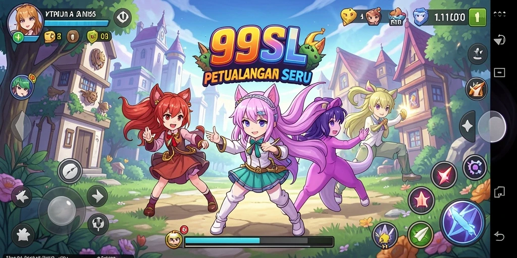 Screenshot 99SL menampilkan karakter anime dalam aksi penuh warna.