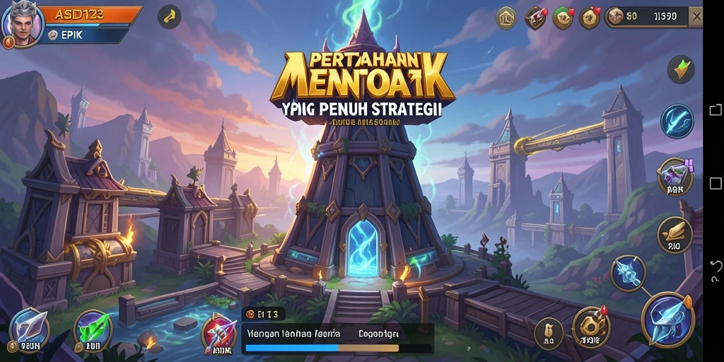 Tampilan seru gameplay Tower Defense dalam ASD123.