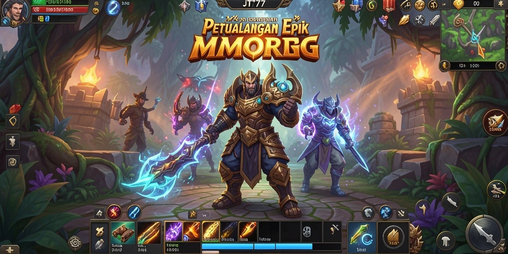 Screenshot gameplay JT777 menunjukkan pertempuran yang seru di dunia MMORPG.