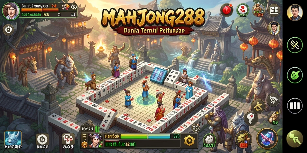 Screenshot gameplay <strong>MAHJONG288</strong> menampilkan dunia terbuka yang indah dan interaksi karakter.