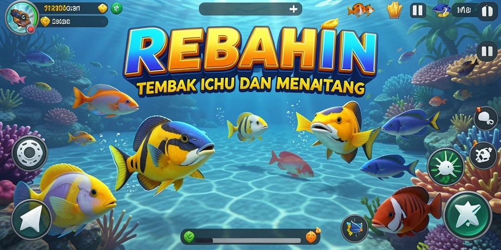 Tampilan screenshot gameplay <strong>REBAHIN</strong> menampilkan aksi memancing yang seru.